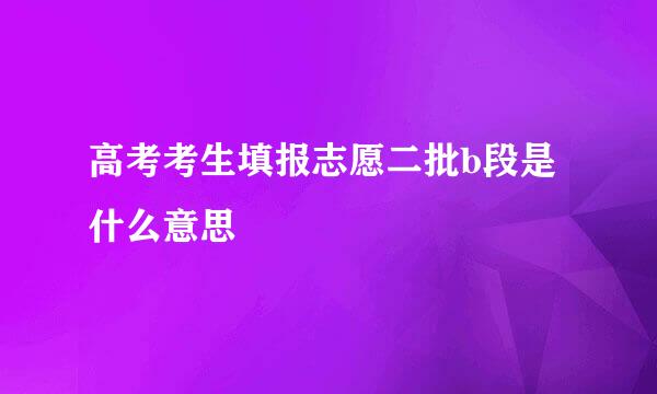 高考考生填报志愿二批b段是什么意思