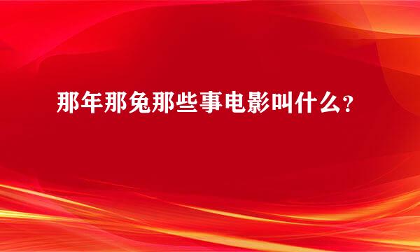 那年那兔那些事电影叫什么？