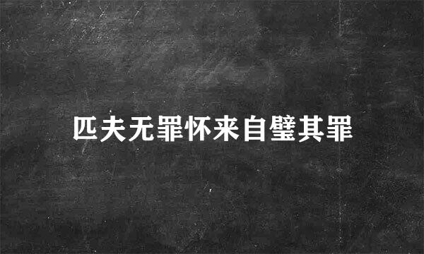 匹夫无罪怀来自璧其罪