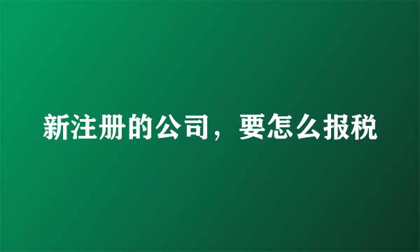 新注册的公司，要怎么报税