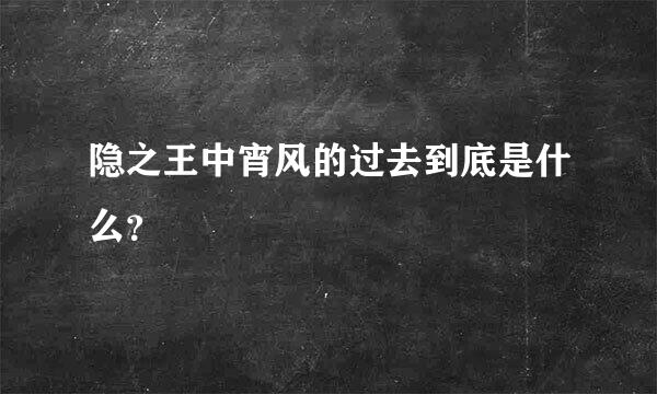 隐之王中宵风的过去到底是什么？