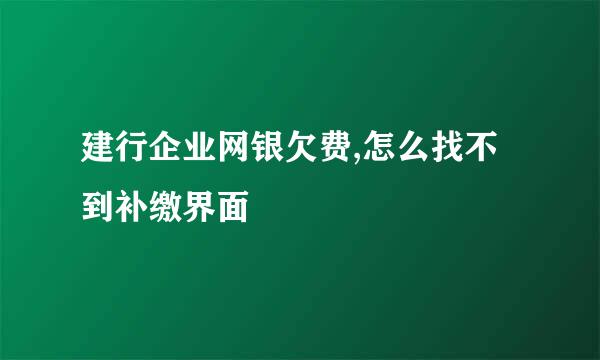 建行企业网银欠费,怎么找不到补缴界面