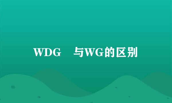 WDG 与WG的区别