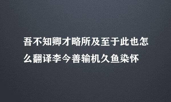 吾不知卿才略所及至于此也怎么翻译李今善输机久鱼染怀