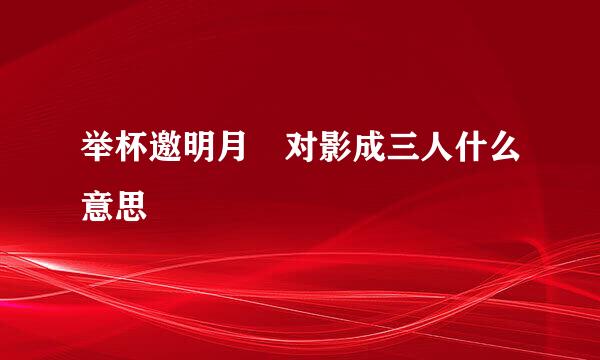 举杯邀明月 对影成三人什么意思