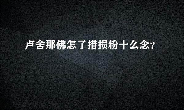 卢舍那佛怎了措损粉十么念？