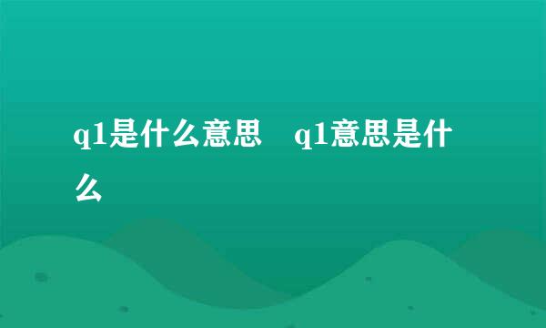 q1是什么意思 q1意思是什么