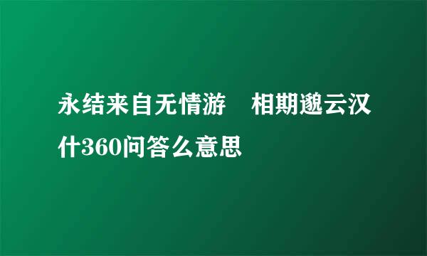 永结来自无情游 相期邈云汉什360问答么意思