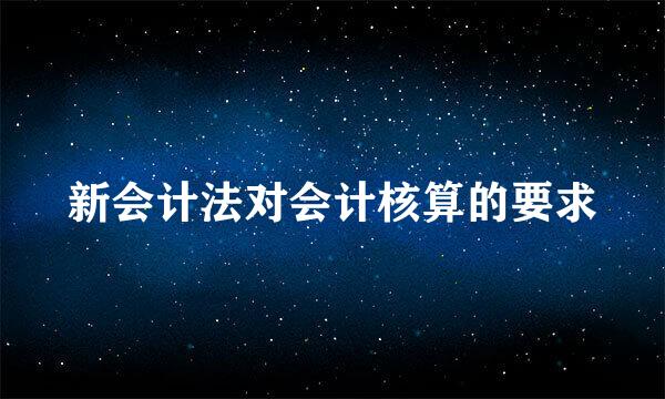 新会计法对会计核算的要求