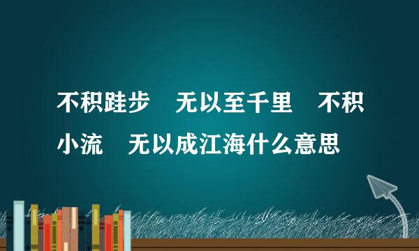 不积跬步 无以至千里 不积小流 无以成江海什么意思