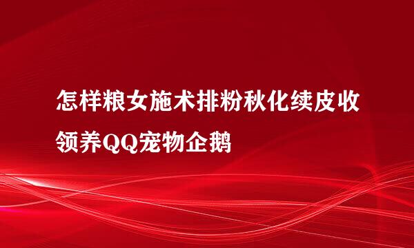 怎样粮女施术排粉秋化续皮收领养QQ宠物企鹅