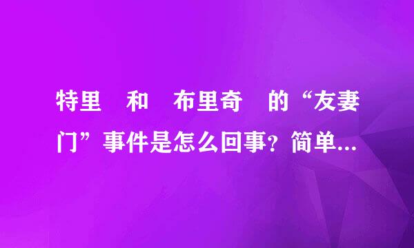 特里 和 布里奇 的“友妻门”事件是怎么回事？简单说一下经过 别给我别的连接 谢谢