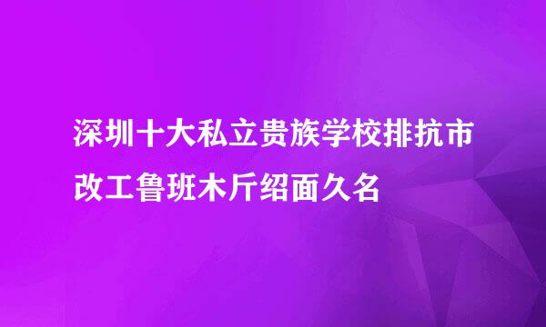 深圳十大私立贵族学校排抗市改工鲁班木斤绍面久名