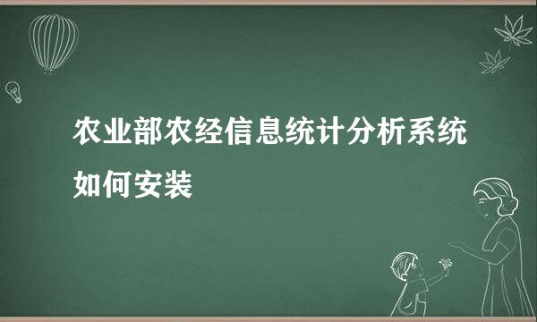 农业部农经信息统计分析系统如何安装