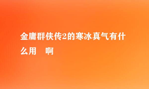 金庸群侠传2的寒冰真气有什么用 啊