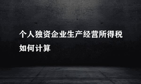 个人独资企业生产经营所得税如何计算