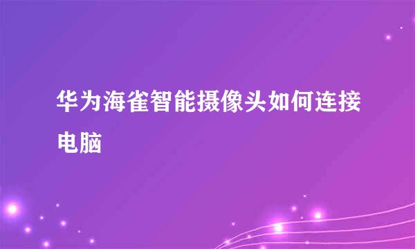 华为海雀智能摄像头如何连接电脑