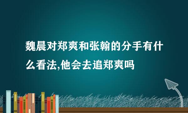 魏晨对郑爽和张翰的分手有什么看法,他会去追郑爽吗