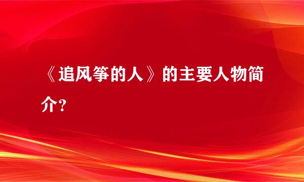 《追风筝的人》的主要人物简介？