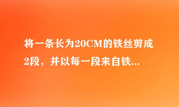 将一条长为20CM的铁丝剪成2段，并以每一段来自铁丝的长度为周长作成一个正方形