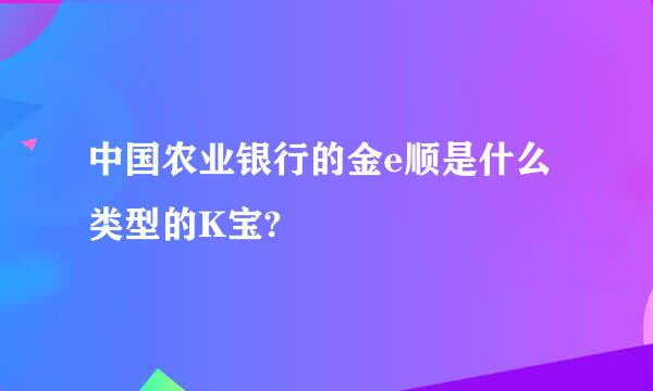 中国农业银行的金e顺是什么类型的K宝?