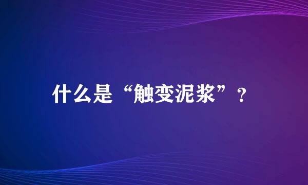 什么是“触变泥浆”？