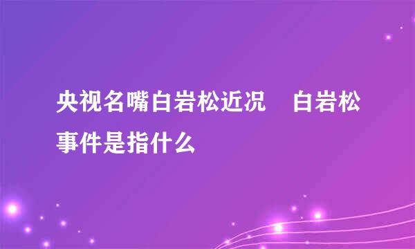 央视名嘴白岩松近况 白岩松事件是指什么