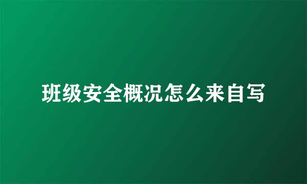 班级安全概况怎么来自写