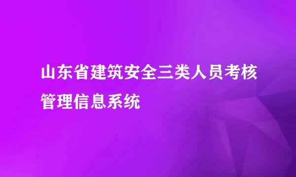 山东省建筑安全三类人员考核管理信息系统