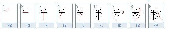 秋字的笔顺笔画顺序