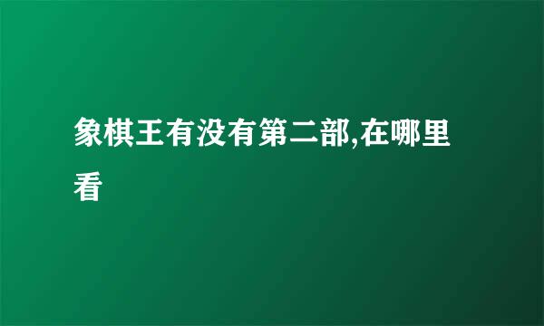 象棋王有没有第二部,在哪里看