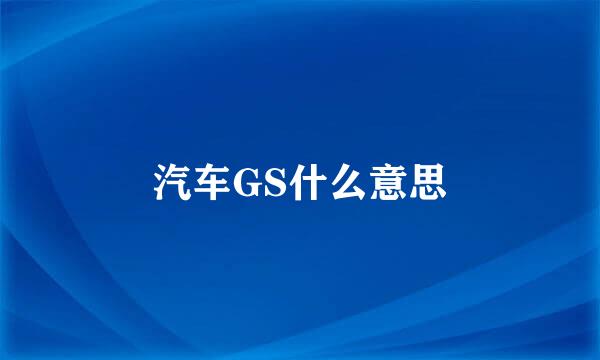 汽车GS什么意思