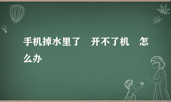 手机掉水里了 开不了机 怎么办