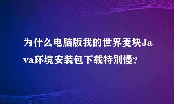 为什么电脑版我的世界麦块Java环境安装包下载特别慢？