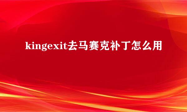 kingexit去马赛克补丁怎么用