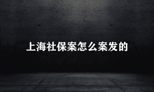 上海社保案怎么案发的