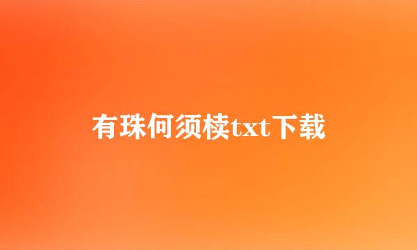 有珠何须椟txt下载