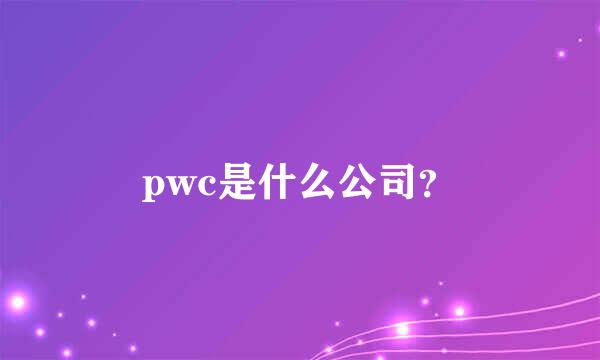 pwc是什么公司？