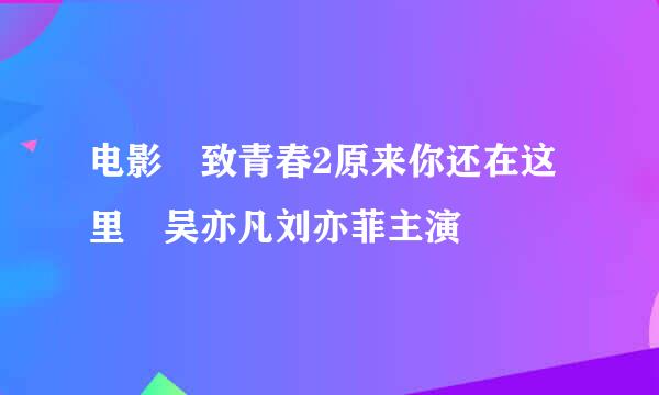 电影 致青春2原来你还在这里 吴亦凡刘亦菲主演