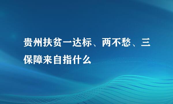 贵州扶贫一达标、两不愁、三保障来自指什么