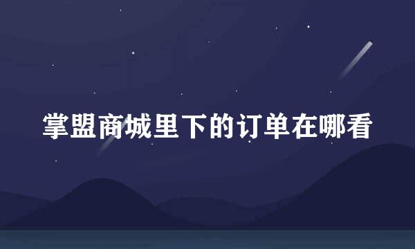 掌盟商城里下的订单在哪看