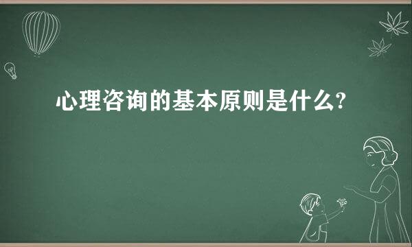 心理咨询的基本原则是什么?