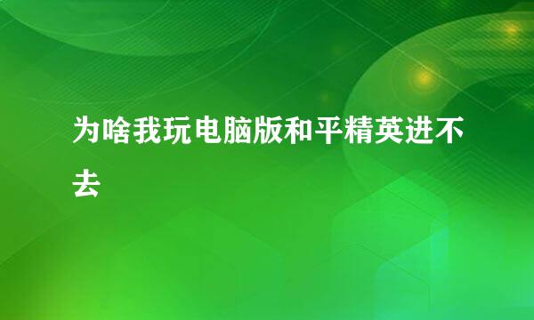 为啥我玩电脑版和平精英进不去