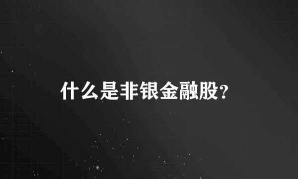 什么是非银金融股？