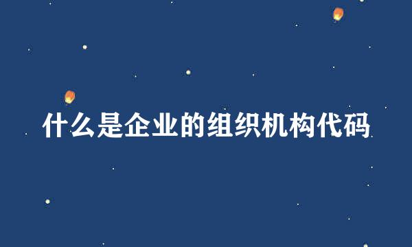 什么是企业的组织机构代码