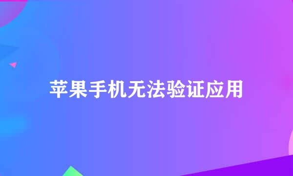 苹果手机无法验证应用