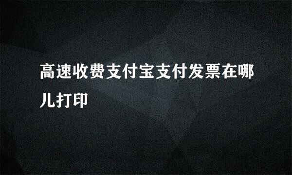 高速收费支付宝支付发票在哪儿打印