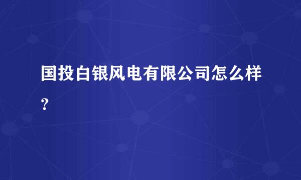 国投白银风电有限公司怎么样？