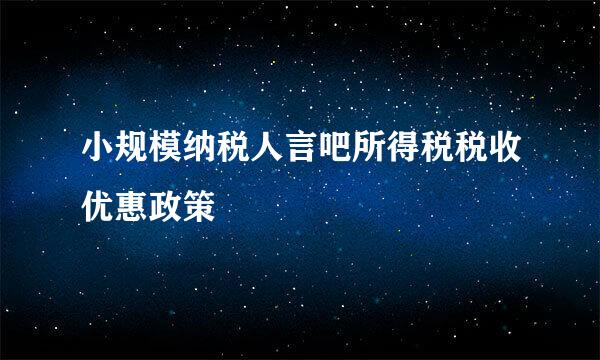 小规模纳税人言吧所得税税收优惠政策