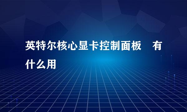 英特尔核心显卡控制面板 有什么用